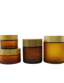 30g 50g 100g 150g 250g Skin Care Face Cream Glass Jar with Bamboo Lid Frosted Amber Glass Jar