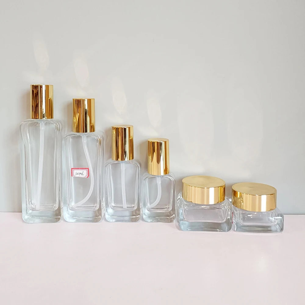 Custom Cosmetic Packaging Set Glass Jar 30g 50g Cosmetic 1oz 4oz Serum Glass Pump Bottle 30ml 50ml 100ml 120ml - 图片 6