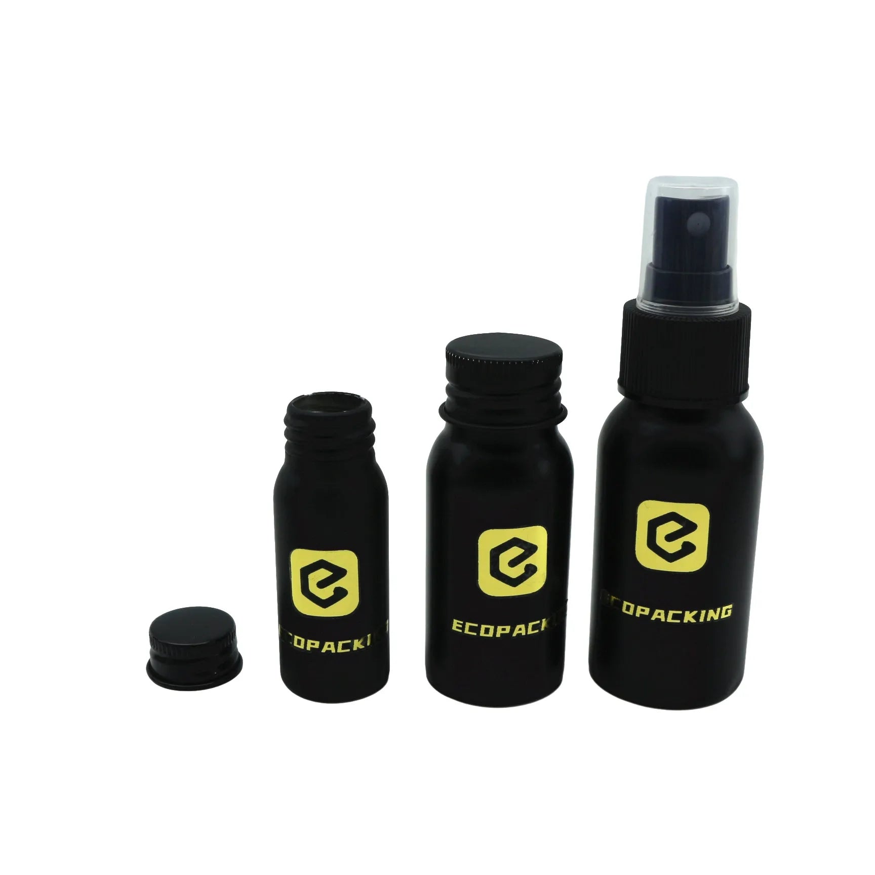 50ml 100ml 200ml 250ml Matte Black Aluminum Bottle with Screw Lid Empty Cosmetic Container - 图片 3