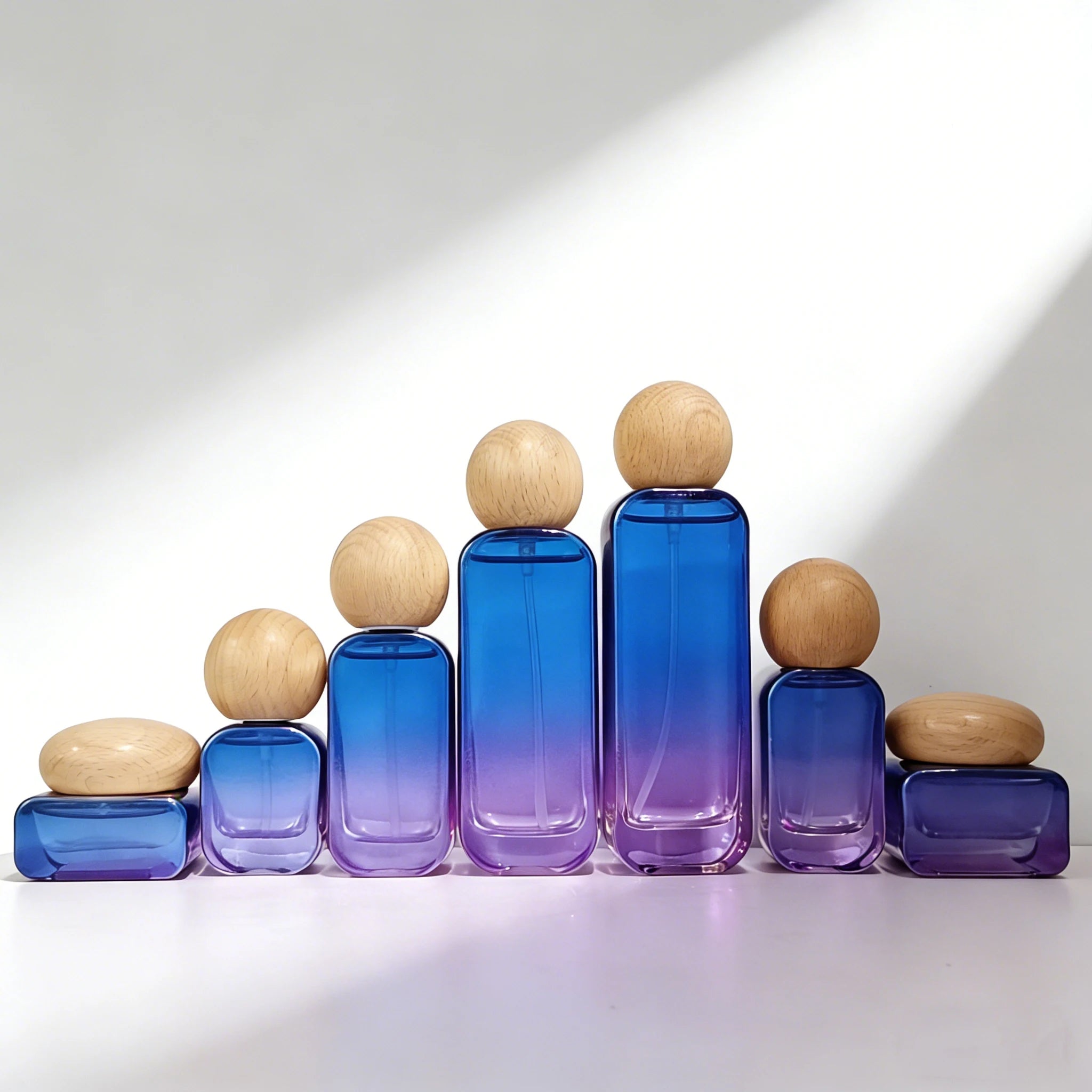 New Skincare Product Packaging Gradient Glass Bottle with Pump 30ml 50ml 100ml 30g 50g Cream Essence Set Glass Dispensing Bottle - 图片 4