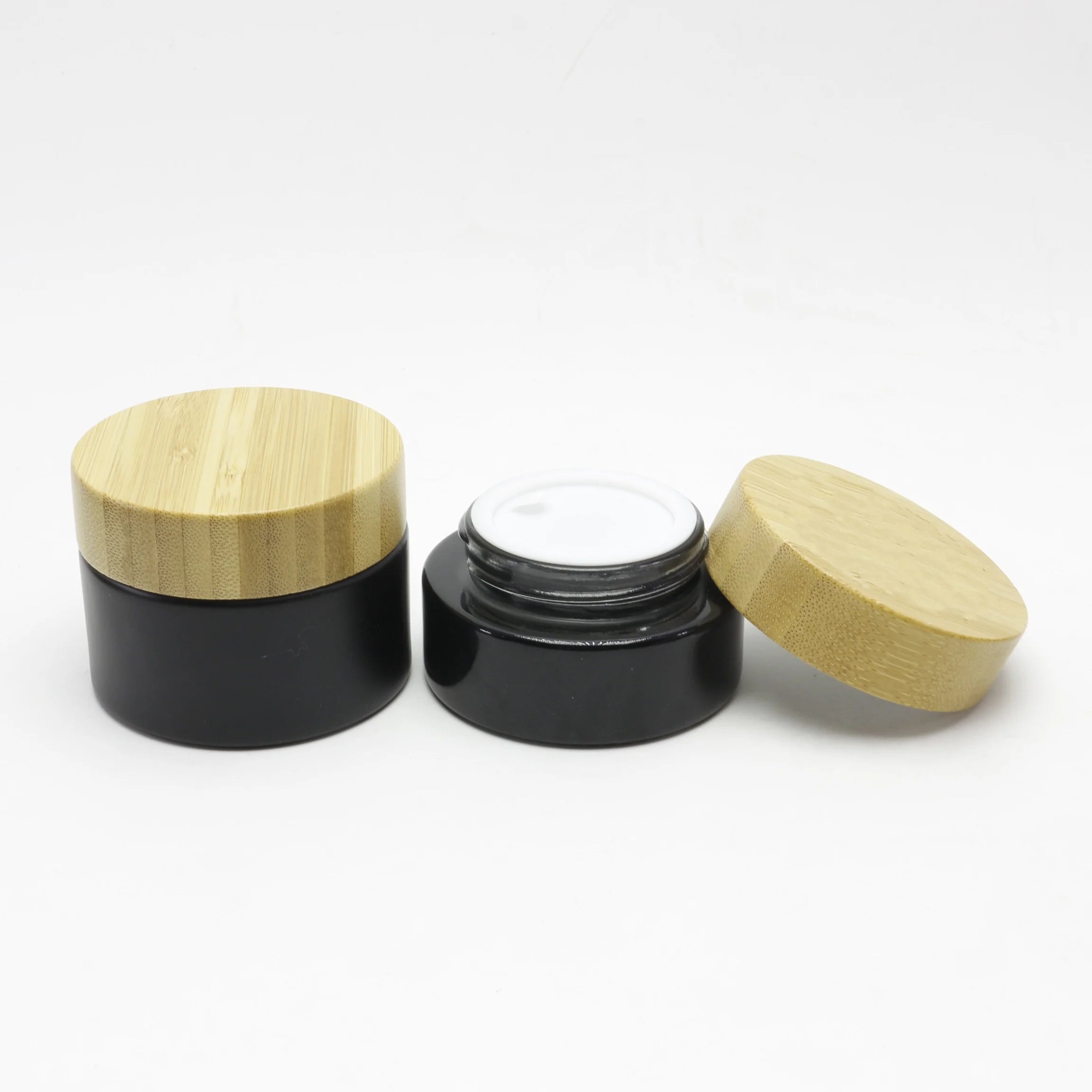 5g 15g 30g 50g 100g 200g Recycle Real Skin Care Products Cosmetics Packaging Bamboo Cream Frosted Glass Jars with Bamboo Lid - 图片 4