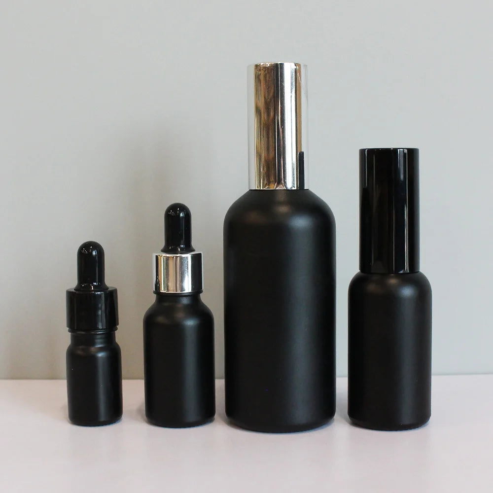 Hot Sale 5ml 10ml 15ml 30ml 50ml 100ml 4oz Empty Serum Bottles Matte Black Perfume Essential Oil Glass Dropper Bottle - 图片 4
