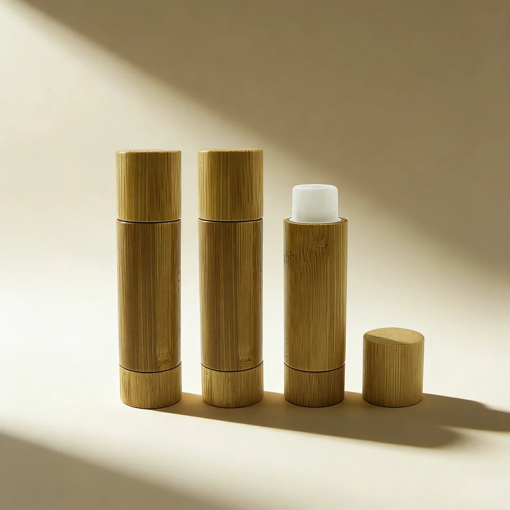 Eco Friendly Lipstick Tube Packaging 5g 5ml Natural Bamboo Tubes Empty Bamboo Lip Balm Container