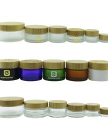High Quality Cosmetic 5g 15g 30g 50g 100g 200g clear Frosted Glass Jar with Bamboo Lid for Cream