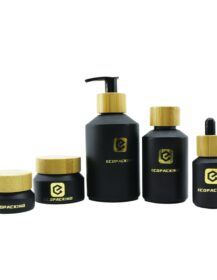 Luxury Cosmetic Skin Care Set Matte Black Frosted Glass Bottle for Essential Oil Serum Lotion Cosmetic 15ml 30m 60ml 100ml