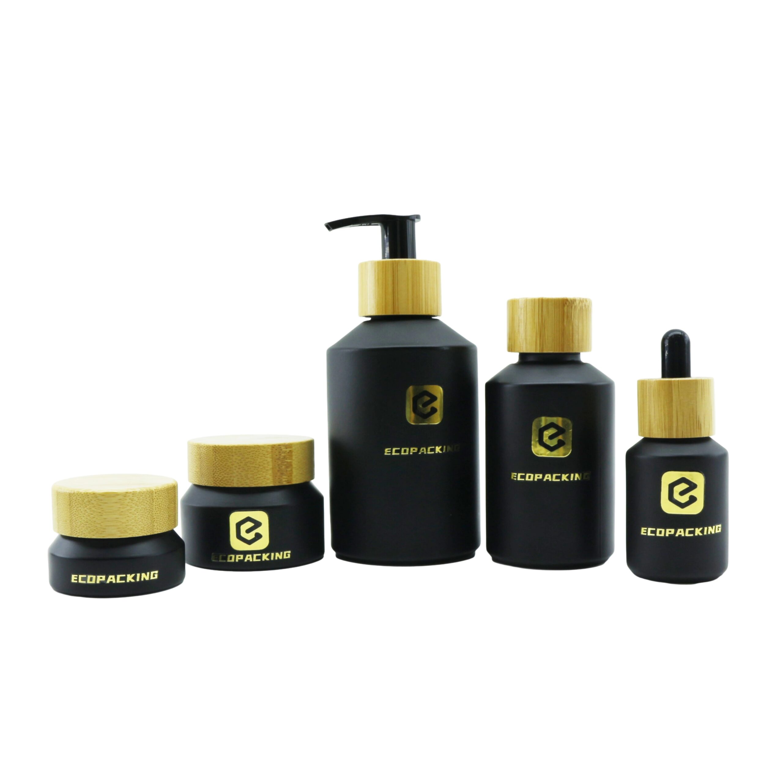 Luxury Cosmetic Skin Care Set Matte Black Frosted Glass Bottle for Essential Oil Serum Lotion Cosmetic 15ml 30m 60ml 100ml