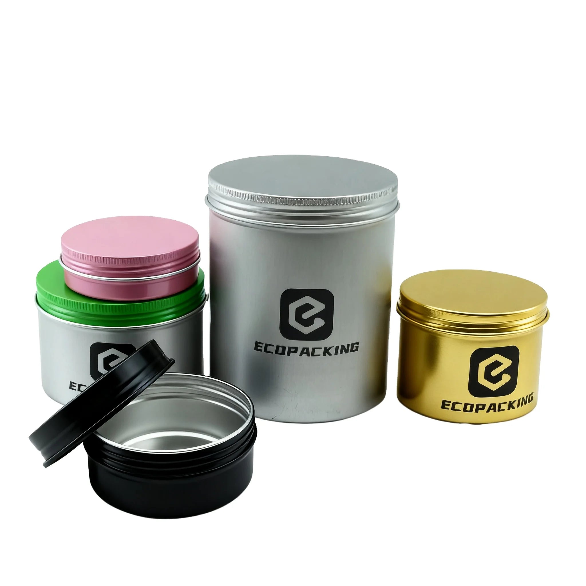 Aluminum Jar 60g Cosmetic Black with Screw Top for Lip Balm Container Candle Tin Box 2oz Matte Black Candle Tin