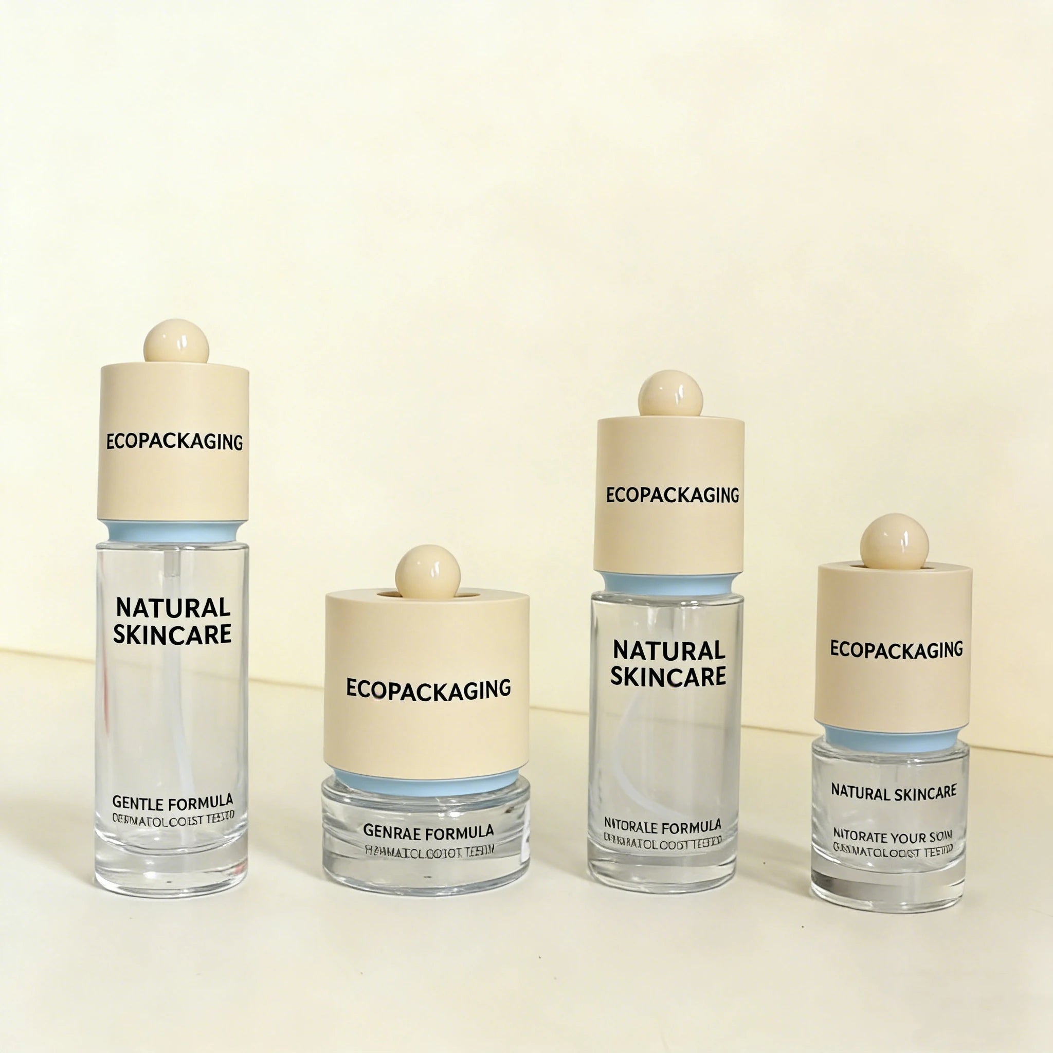 Light Oxygen Skincare Bottle Set Cosmetic Lotion Serum Glass Bottle and Face Cream Jar for Natural Skin Care Essence - 图片 3