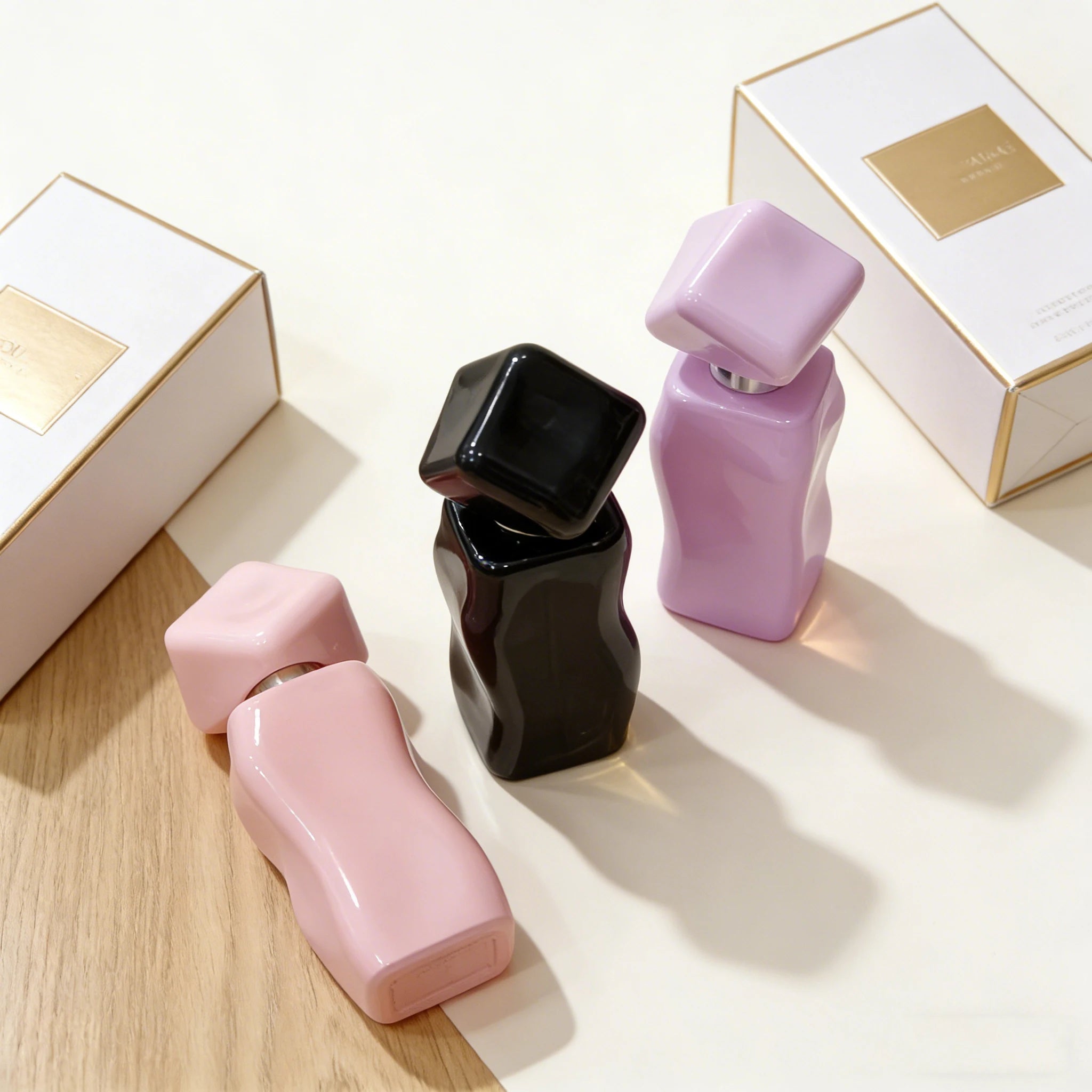 High Quality Luxury Customization 30ml Black White Yellow Purple Pink Multi-color Glass Perfume Bottles for Perfume