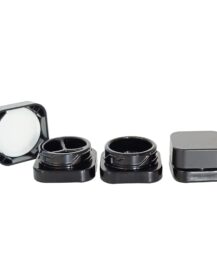 Small Mini square Black Glass Jar for Concentrate Oil Face Cream Dry Flower Packaging Food Grade Empty