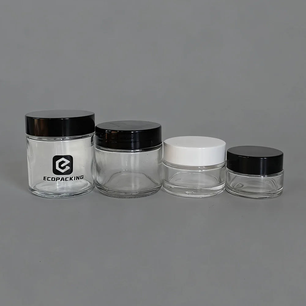 Wide Mouth Clear Cosmetic Glass Jars Transparent Mini 5ml 10ml 15ml 30ml 50ml 100ml Glass Eye Face Cream Jar with Gold Lid - 图片 4