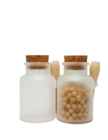 Wholesale 100ml 200ml 300ml 500ml Empty ABS Plastic Frosted Bath Salt Jar Bottle With Cork and Wooden Spoon