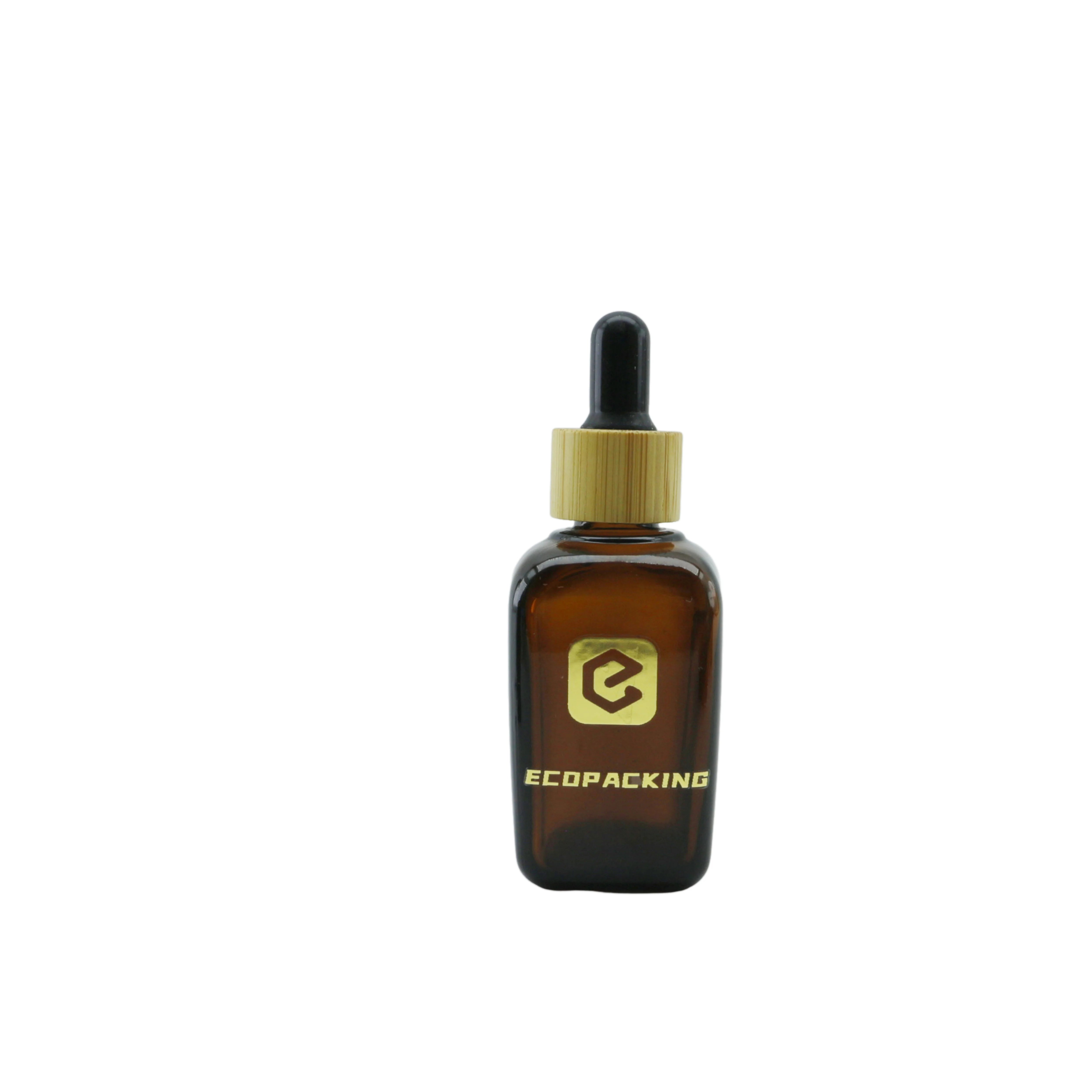 10~50ml 100ml Square Dark Amber Glass Dropper Bottles With Glass Dropper Natural Wooden Tincture Bottles With Eye Droppers - 图片 5