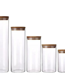 Eco-friendly Borosilicate Glass Candle Jar with Bamboo Lid for Candle Making Custom logo R888