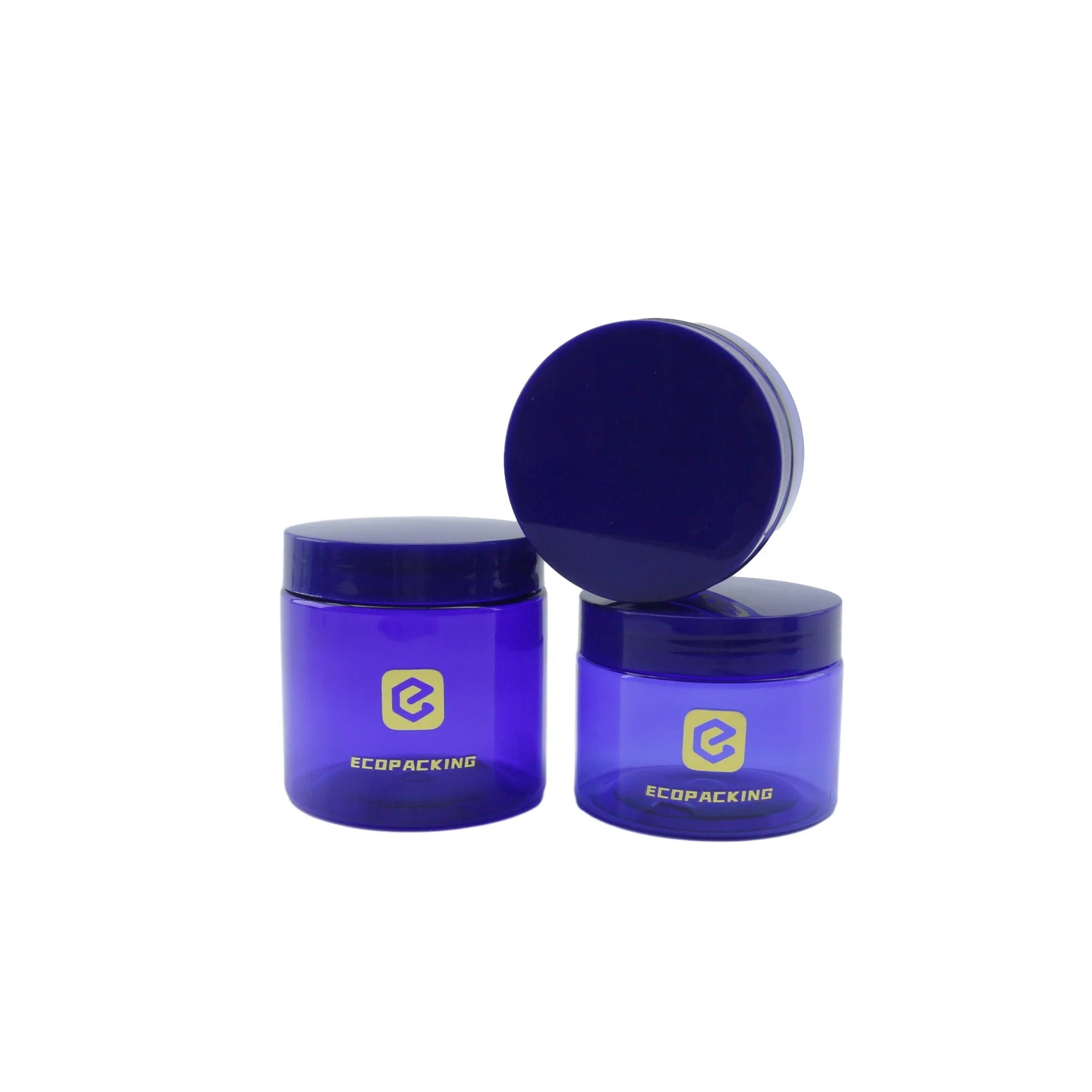 Wholesale 1oz 2oz 4oz 8oz 16oz 32oz Blue PET Plastic Facial Care Jars Recyclable Cosmetic Packing for Hair - 图片 5