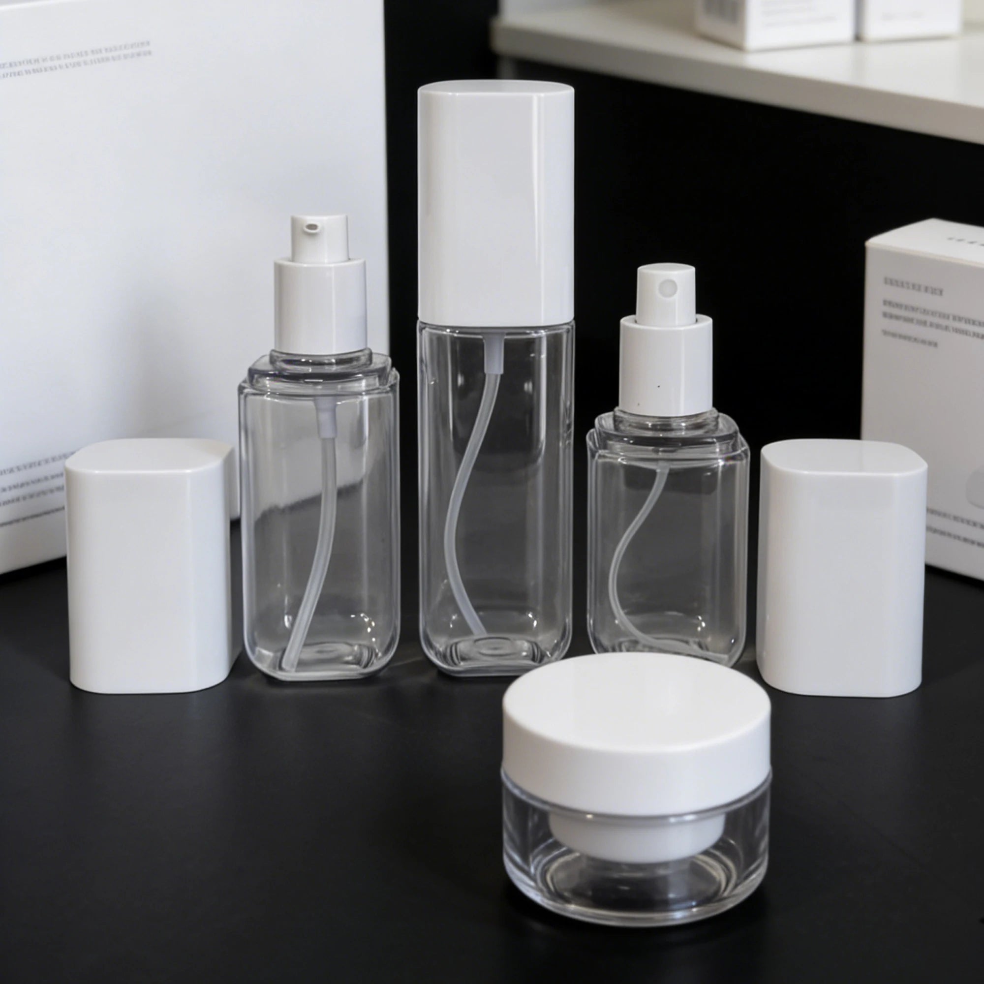 Refillable Skincare & Wigs Shampoo Packaging Set for Plastic Bottles White Pumps Sprays 100ml 120ml Toner Lotion Cream 888J - 图片 4
