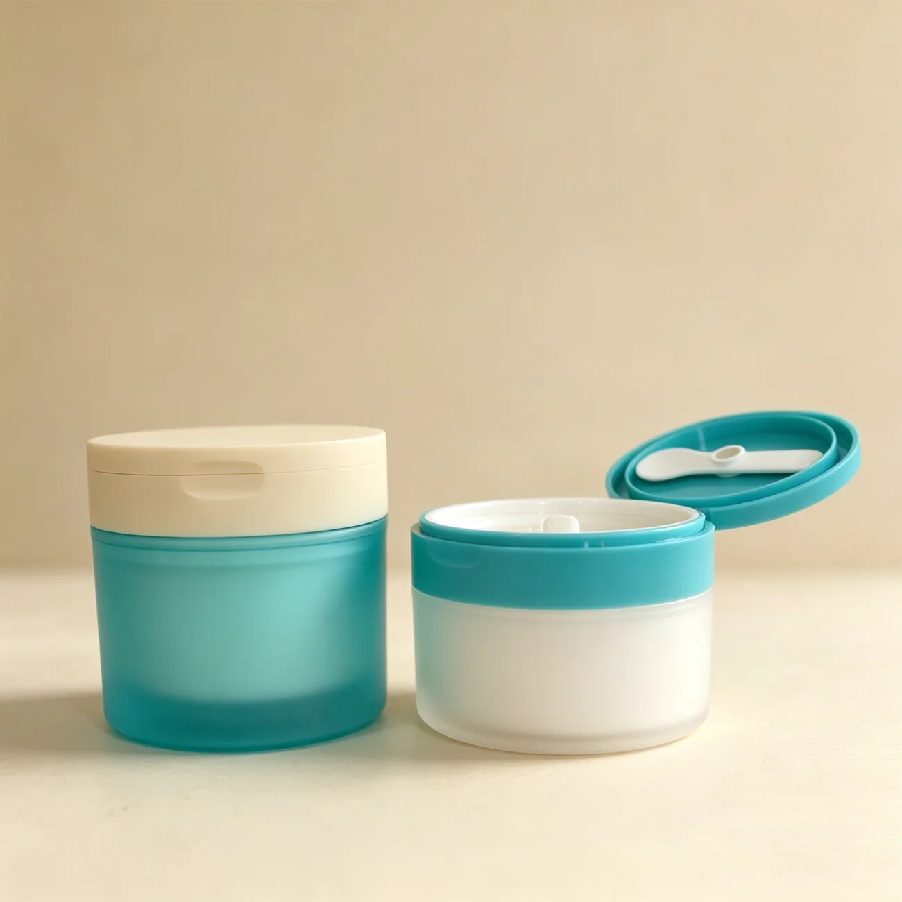 100ml 150ml 200ml 300ml Custom Matte PP Clamshell Makeup Remover Cream Jar Plastic Makeup Scrub Bottle With Spoon - 图片 5