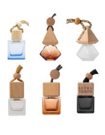 Empty 8ml Glass Car Air Freshener Perfume Bottle Car Diffuser Glass Bottle With Wooden Lid D888