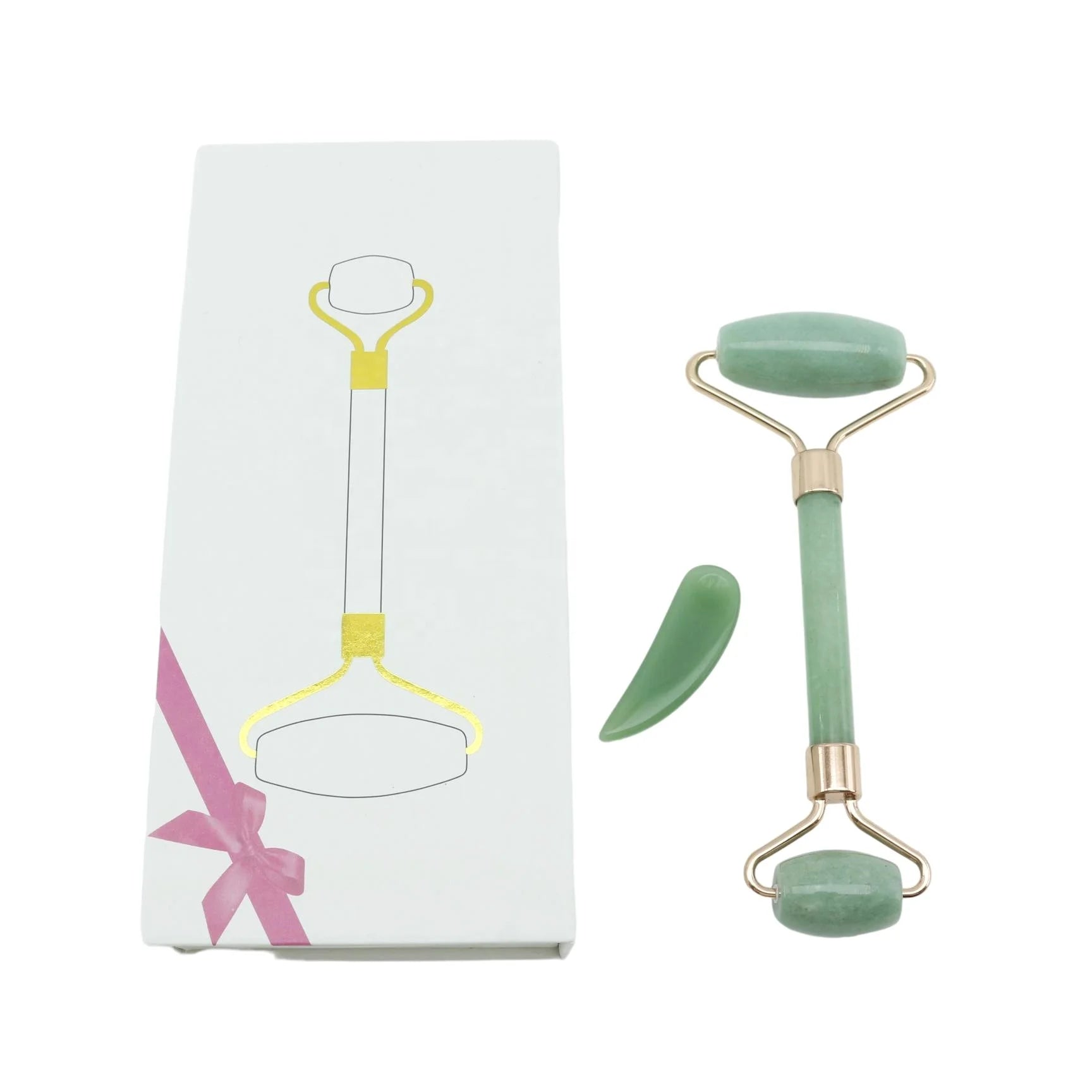 High Quality Facial Massages Quartz Gua Sha Jade Roller Massager Tool Set for Facial - 图片 2