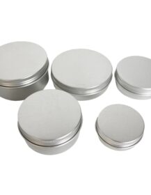 Empty Cosmetic Silver Metal Aluminum Candle Cream Tin Jar Body Butter 5ml-250ml Range with Screw Cap for Lipstick Other Products