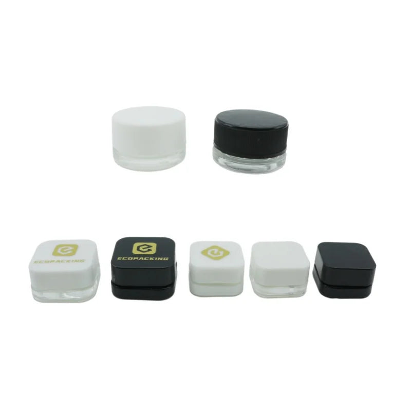 5ml Thick Black Glass Cube Square Containers Concentrate Jars with Black Child Resistant Lids for Oil Lip Balm Cosmetics - 图片 3
