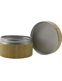 Eco Friendly Cosmetic Jars Empty Refillable Aluminum Bamboo Cream Jar Custom Logo 100ml Aluminium Tin Jar With Bamboo Lid