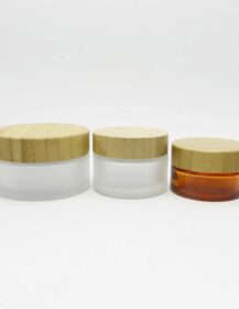 Support Customized LOGO Body Butter Round Uv 2oz 50ml 100g Glass Cream Jar with Bamboo Lid for Cosmetics