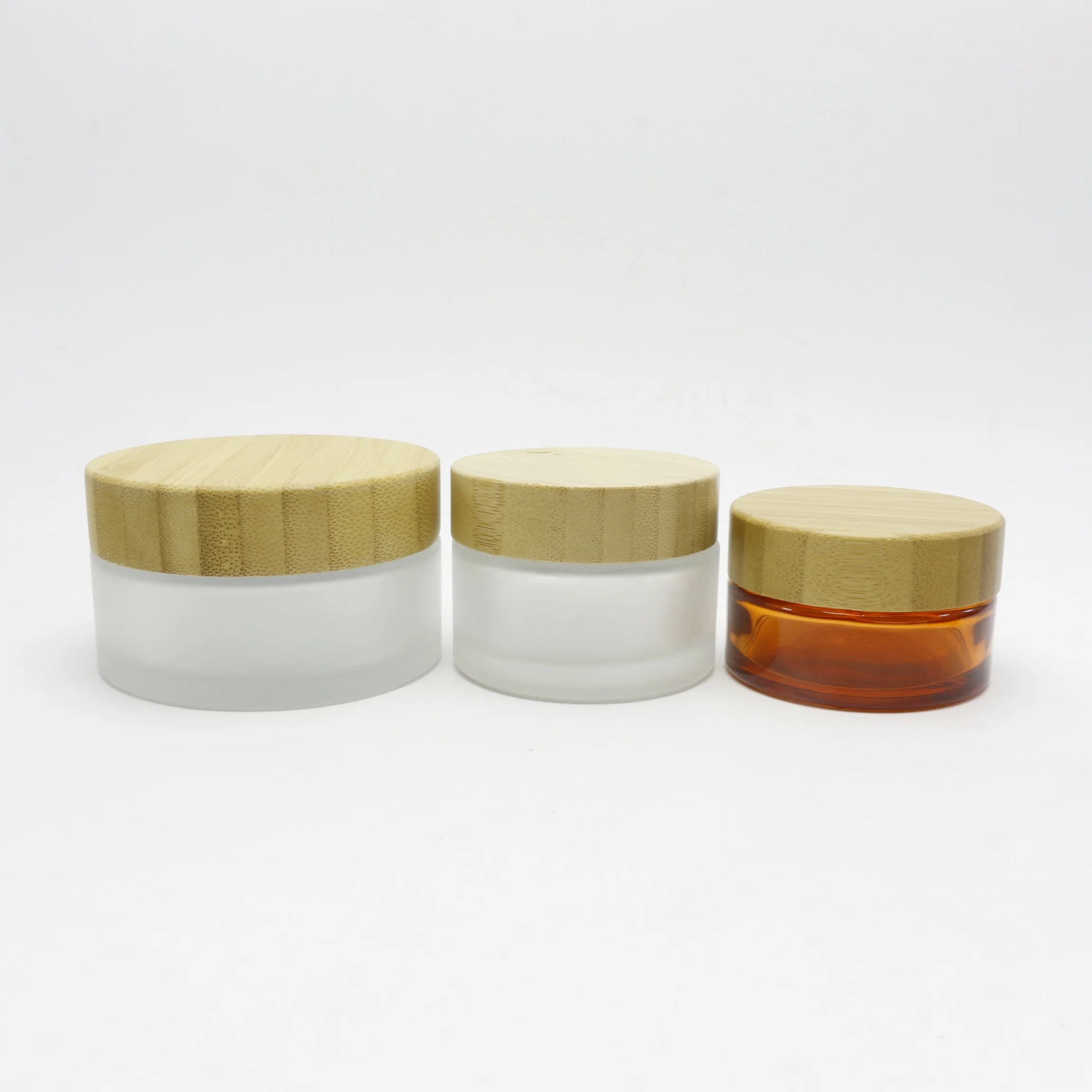 Support Customized LOGO Body Butter Round Uv 2oz 50ml 100g Glass Cream Jar with Bamboo Lid for Cosmetics