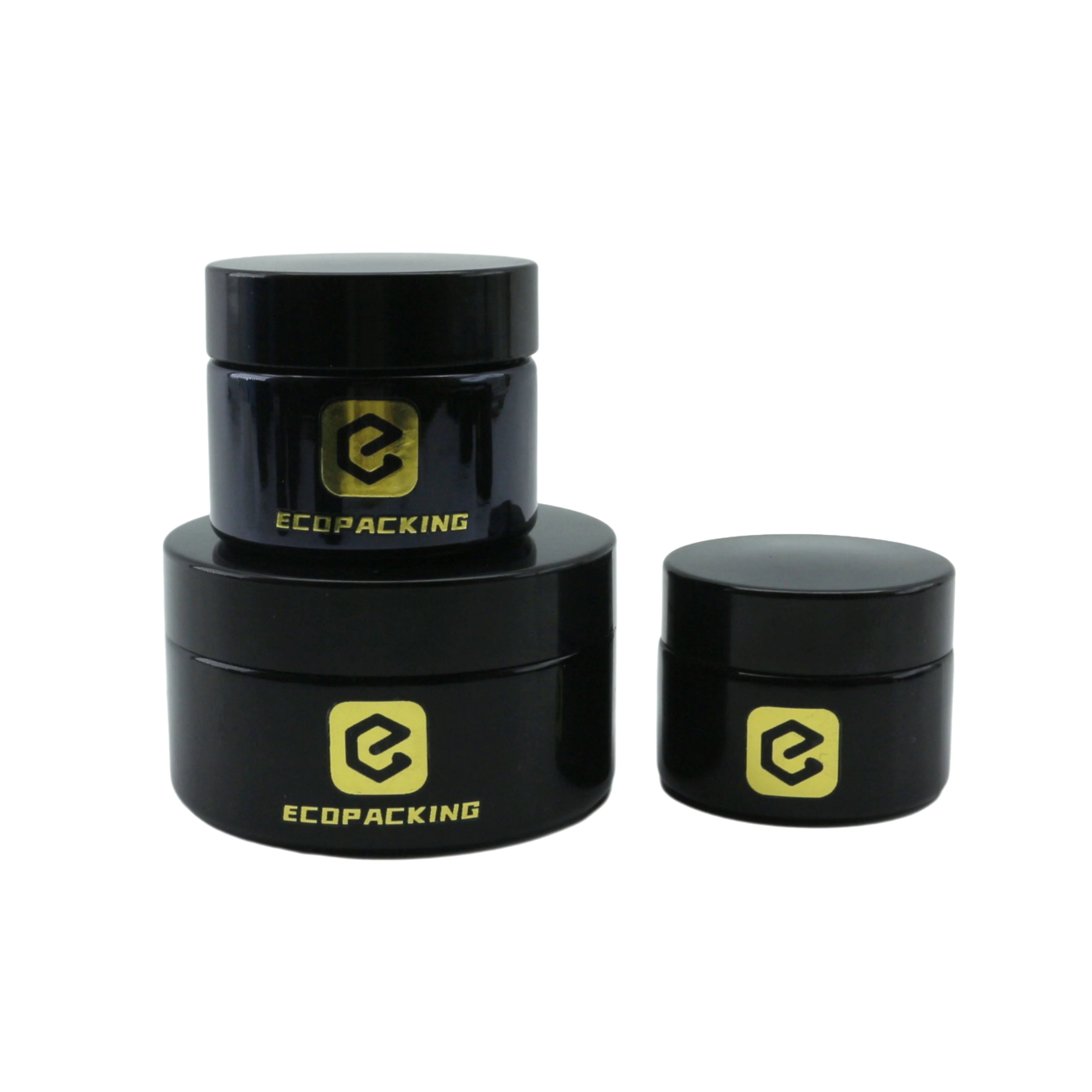 Cosmetic Jars 5ml 15ml 30ml 50ml 100ml 200ml Uv Black Glass Jar with Flat Lid - 图片 3