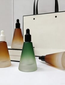 15ml Luxury Gradient Amber Frosted Thick Bottom Bottles Empty Round Glass Essential Oil Dropper Bottle for Skincare