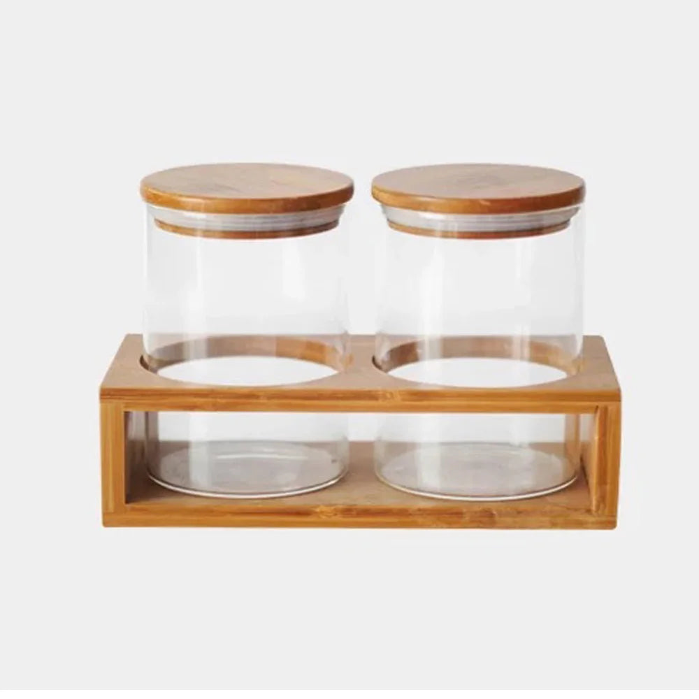 850ml Borosilicate Glass Food Grade Storage Jar with Bamboo Lid Screw Cap Screen Printed Carton Packed for Candy & Chocolate - 图片 3