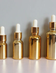 Custom Essential Oil Bottle 5ml 10ml 20ml 30ml 50ml 100ml Gold Plating Serum Glass Dropper Bottle With gold Cap Lid