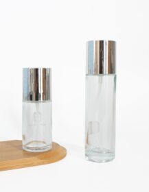 30ml 50ml 100ml clear Transparent Glass Lotion Pump Bottle for Essential Oil Eye Serum Hair Oil OEM Custom