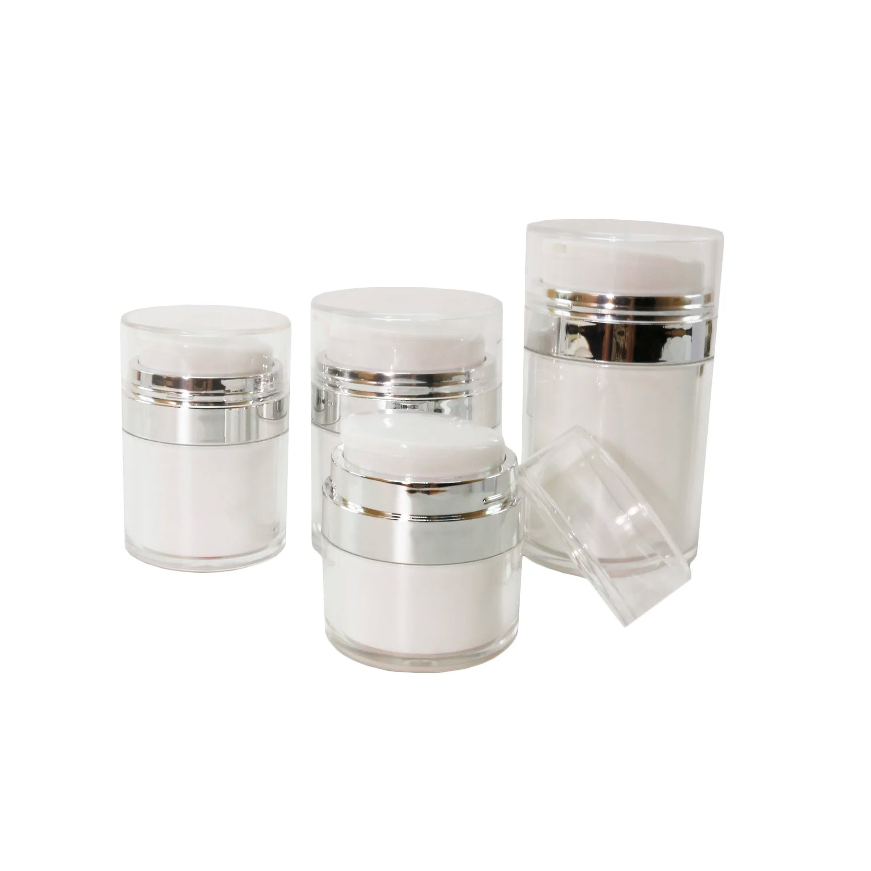 New Luxury 15ml 30ml 50ml Press Airless Cosmetic Facial Packaging Plastic Airless Pump Cream Jar - 图片 3