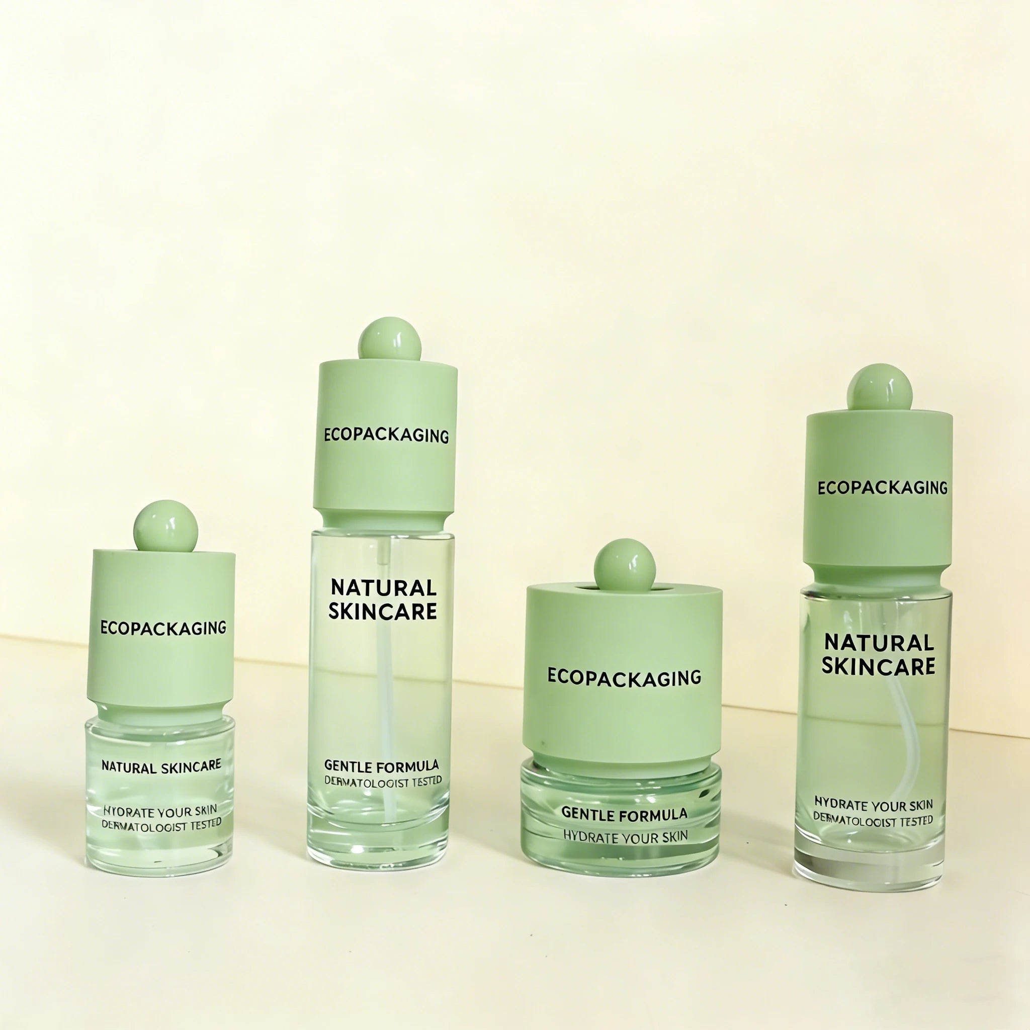 Light Oxygen Skincare Bottle Set Cosmetic Lotion Serum Glass Bottle and Face Cream Jar for Natural Skin Care Essence - 图片 8