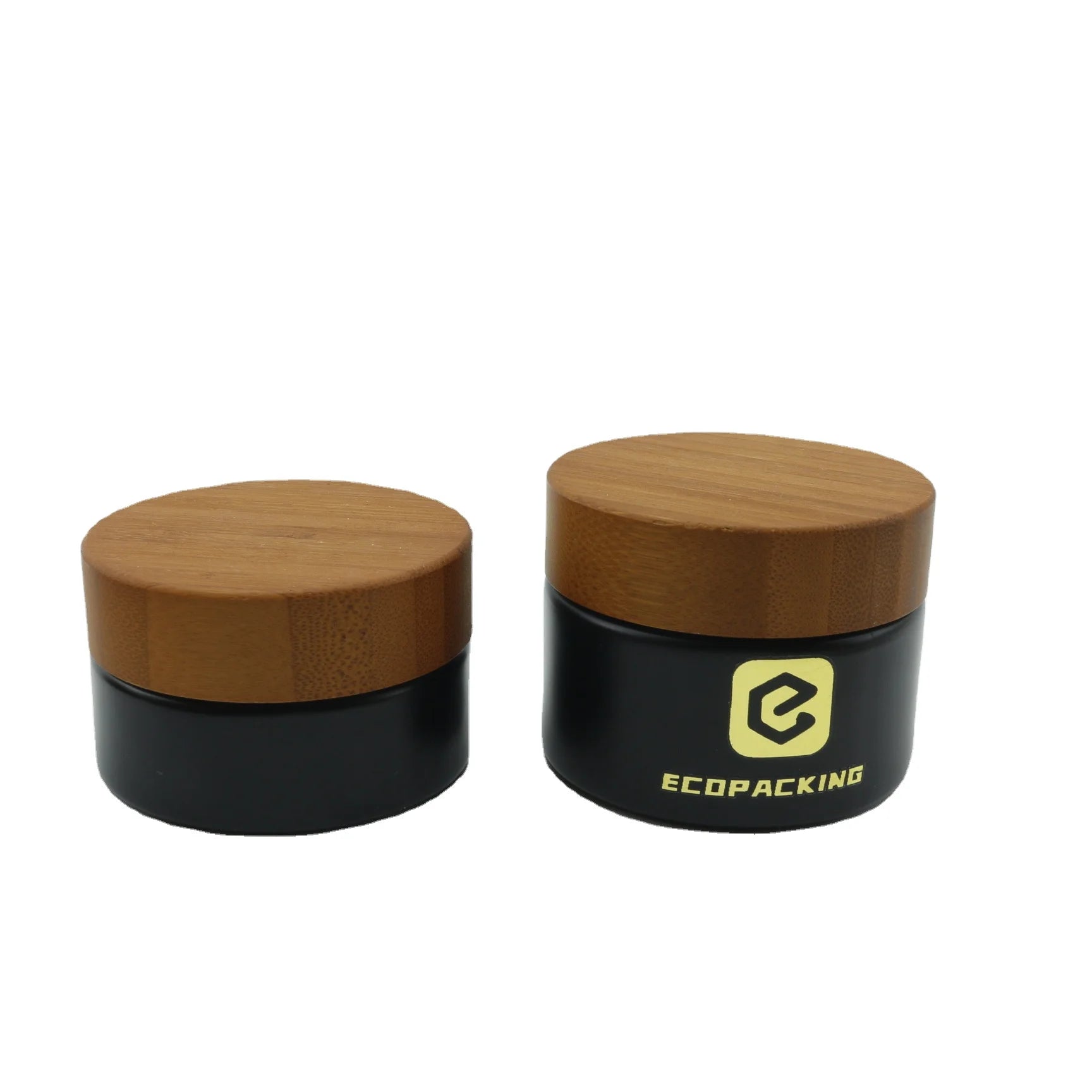 30g 50g 100g Wide Mouth Amber Black Frosted Cosmetic Glass Jar With Bamboo Darker Wooden Lid for Skin Care Eye Cream A888 - 图片 4