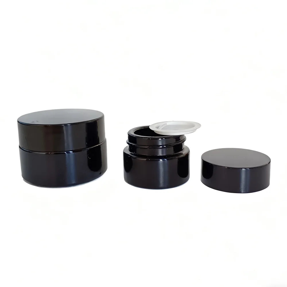 Custom Empty Wholesales Cosmetic 5ml 20ml 30ml 50ml 100ml 200ml UV Black Glass Jars for Cream with Lids M888 - 图片 3