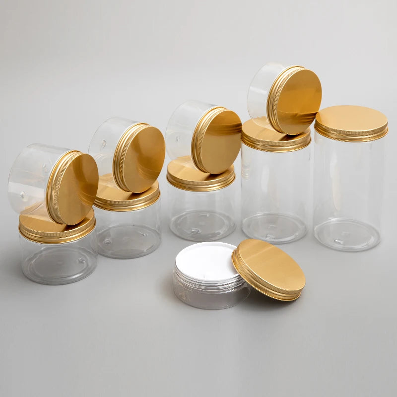 100ml 150ml 200ml 250ml 300ml 500ml 1000ml Food clear Pet Plastic Spice Jars Container with Lid for Saffron Tea Cookie B8888