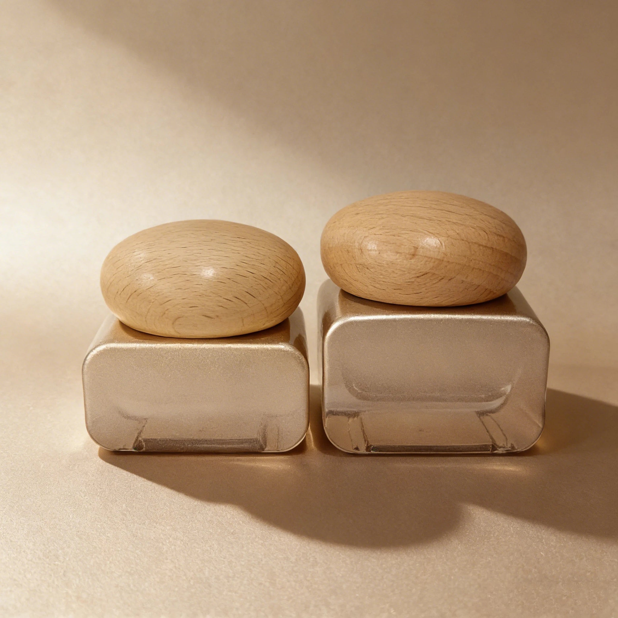 Wholesale Luxury Square Glass Lotion Pump Bottle with Bamboo Lid 100ml Skin Care Serum & Face Cream Jar - 图片 3