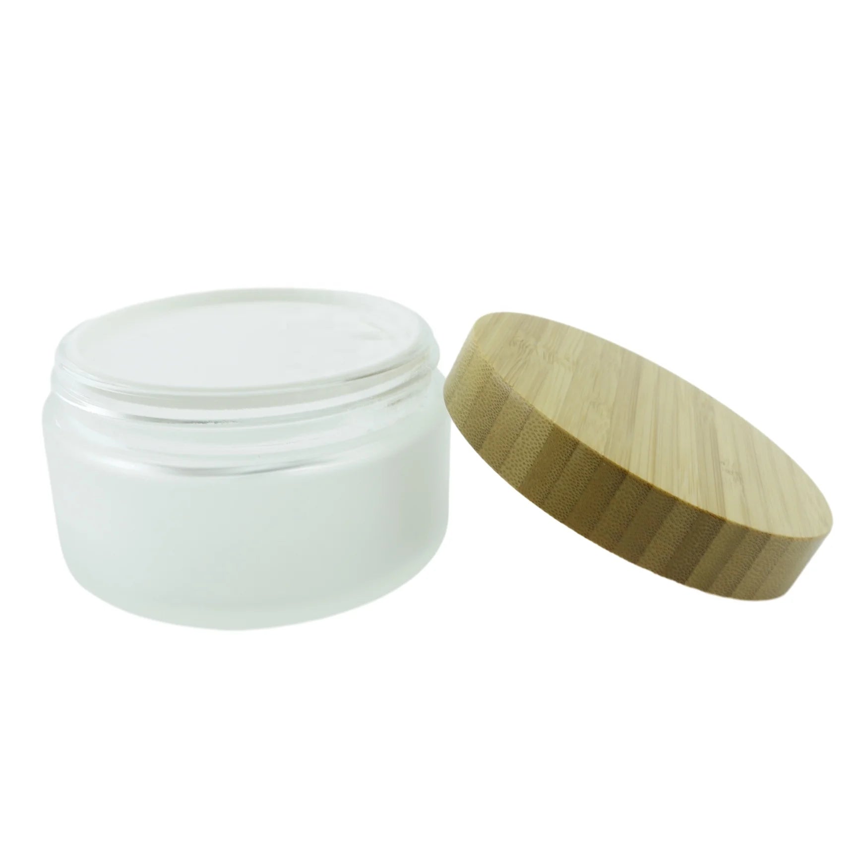 Hot Sale 5ml 15ml 30ml 50ml 100ml 200ml Glass Face Cream Jar with Bamboo Lid - 图片 2