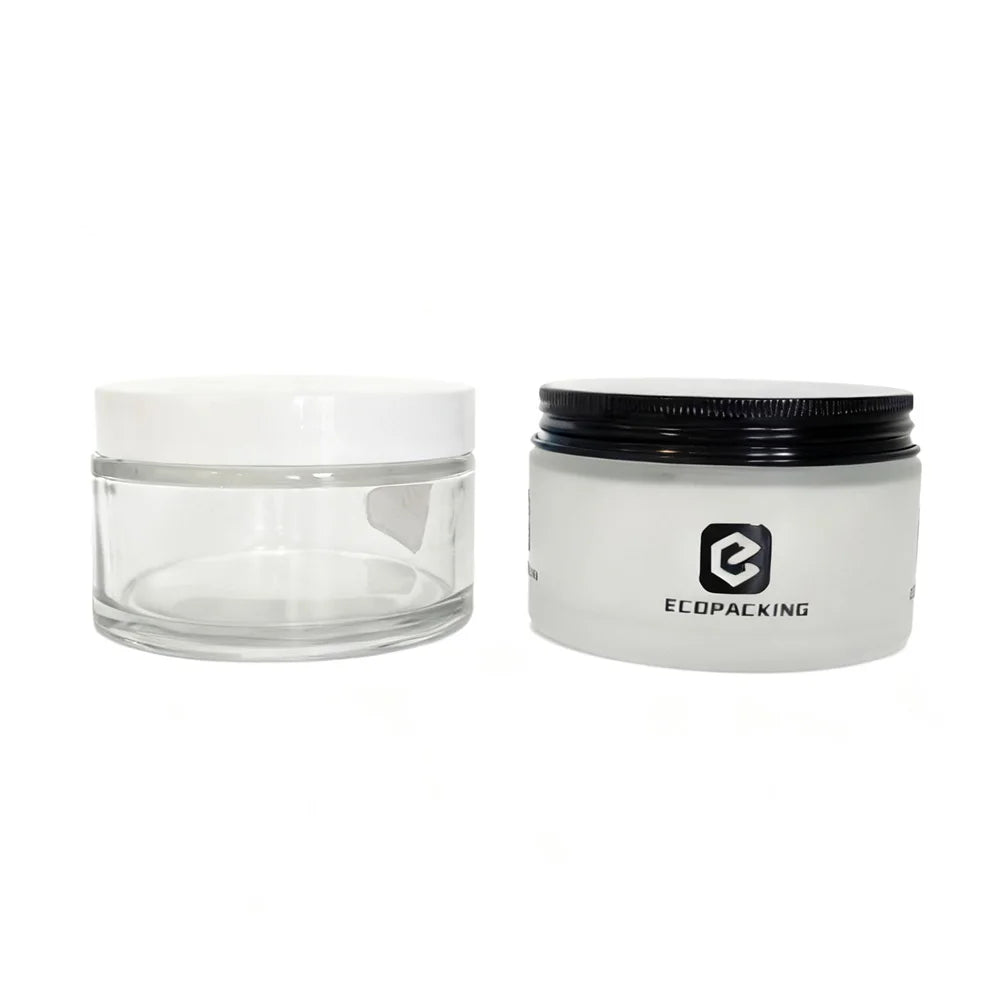 200g 200ml clear Frosted Body Butter Jars Glass Jars with Plastic Aluminum Lids for Cosmetics
