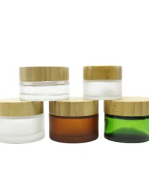 Empty Amber Brown Cosmetic Glass Jar 1oz 5g 10g 15g 20g 50g 100g 30g Eye Cream Frosted Glass Jar 50ml With Bamboo Cap Lid