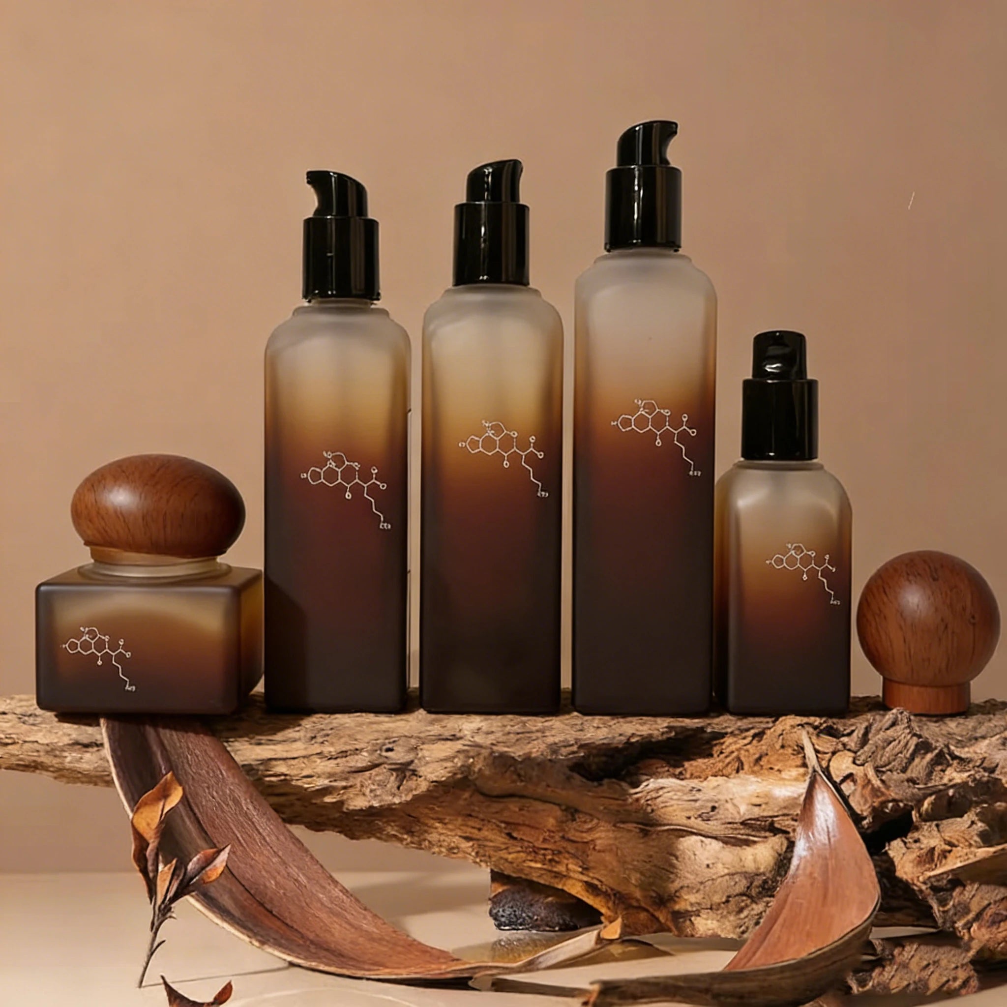 Bamboo Lid Cosmetic Essential Oil Serum Lotion Round Glass Pump Bottles 40ml 100ml 120ml for Skincare Cream Packaging - 图片 5