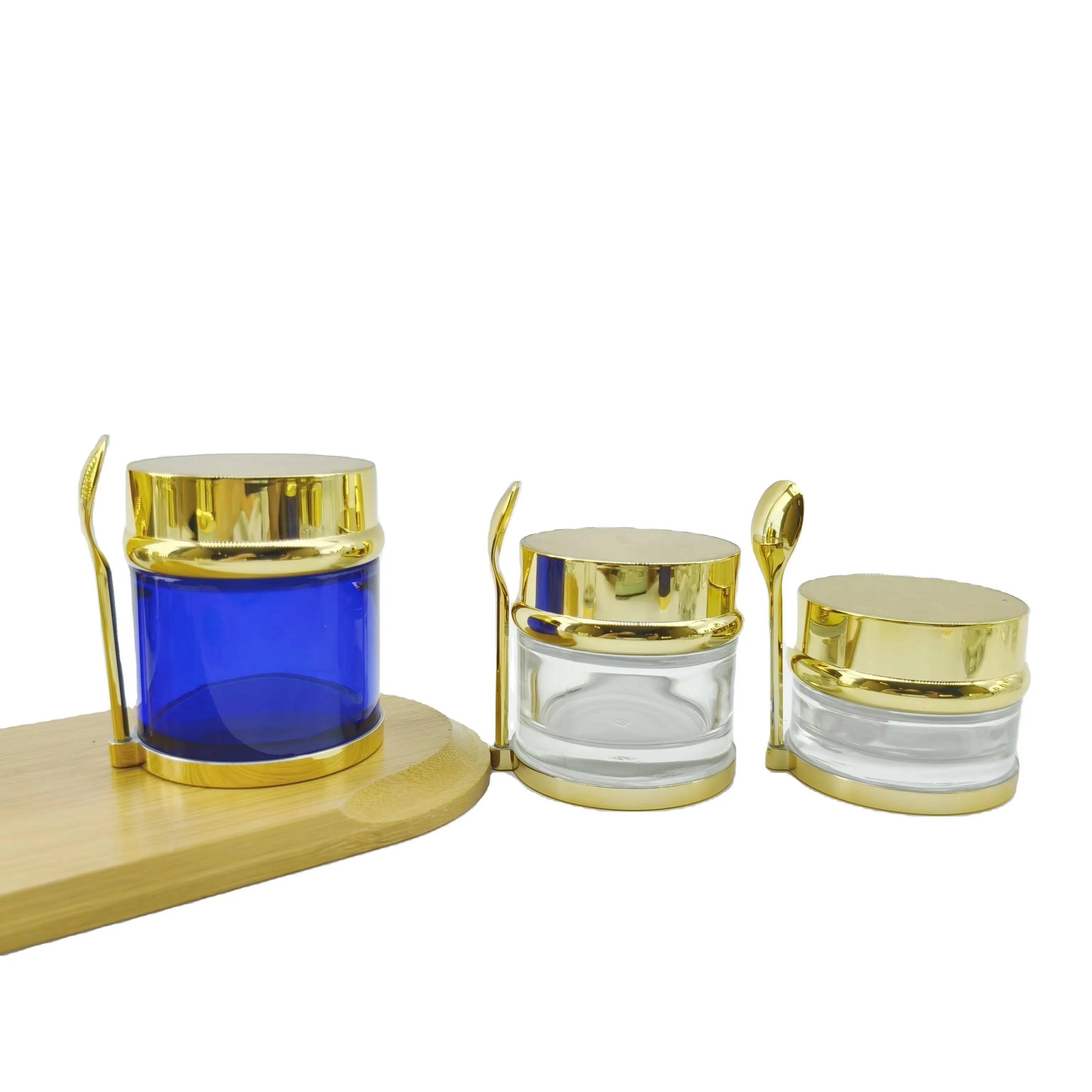 30g 50g 80g Clear Cream Glass Jar for Eye Cream Gel Packaging Cosmetic Face Skin Care Luxury GlassJar with Spoon - 图片 5