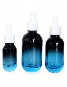 Custom 10ml 30ml Custom Luxury Round Custom Round Cosmetic Blue Face Hair Serum Essential Oil 50ml Glass Dropper Bottles