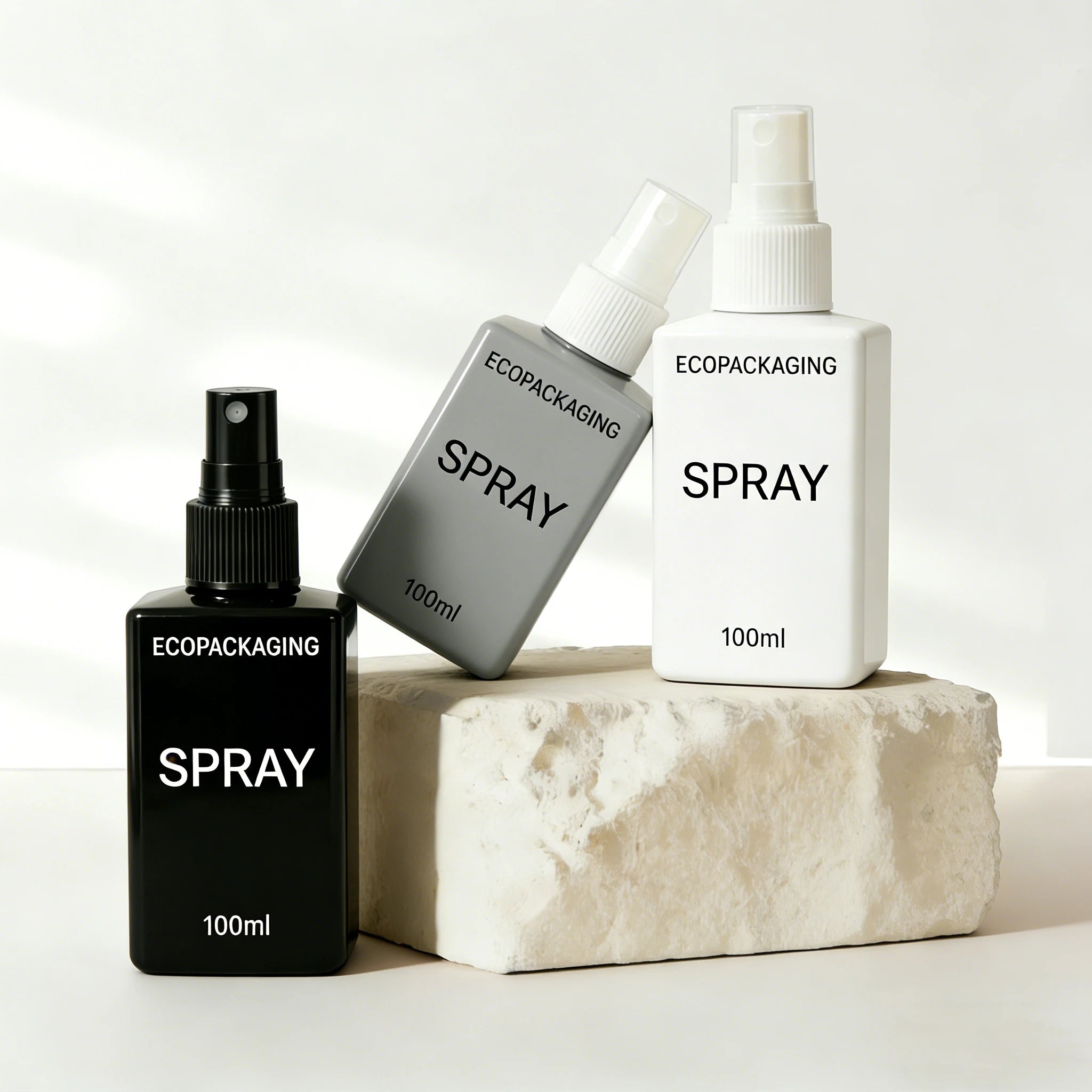 Custom square 100ml PET Cosmetic Face Toner Plastic Spray Bottle Beauty Packaging - 图片 2