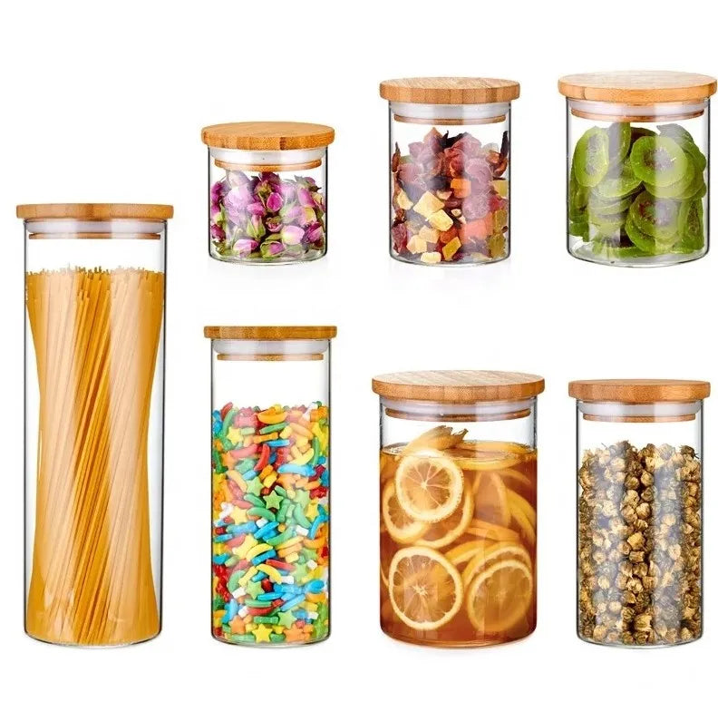 Kitchen Glass Storage Jar Set 6.5cm Diameter Cookie Candy Honey Food Glass Storage Jar - 图片 3