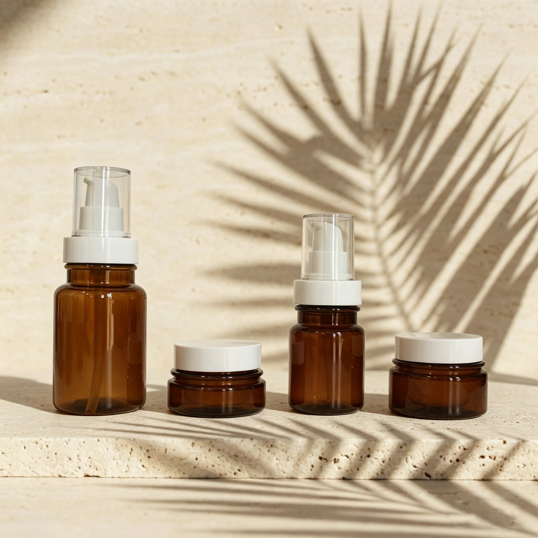 PET Plastic Medicine Bottles 40ml 60ml 80ml 100ml Amber Facial Serum Pump Bottle& Cream Jar for Skin Care Packaging - 图片 2