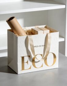 Foldable Biodegradable Eco-Friendly Classic Style Paperboard Shopping Bag for Retail Packaging Gift Wrapping & Coffee Use