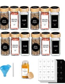 Empty 120ml Fresh Custom Logo Seasoning Square Kitchen Glass Spice Jars with Bamboo Lid